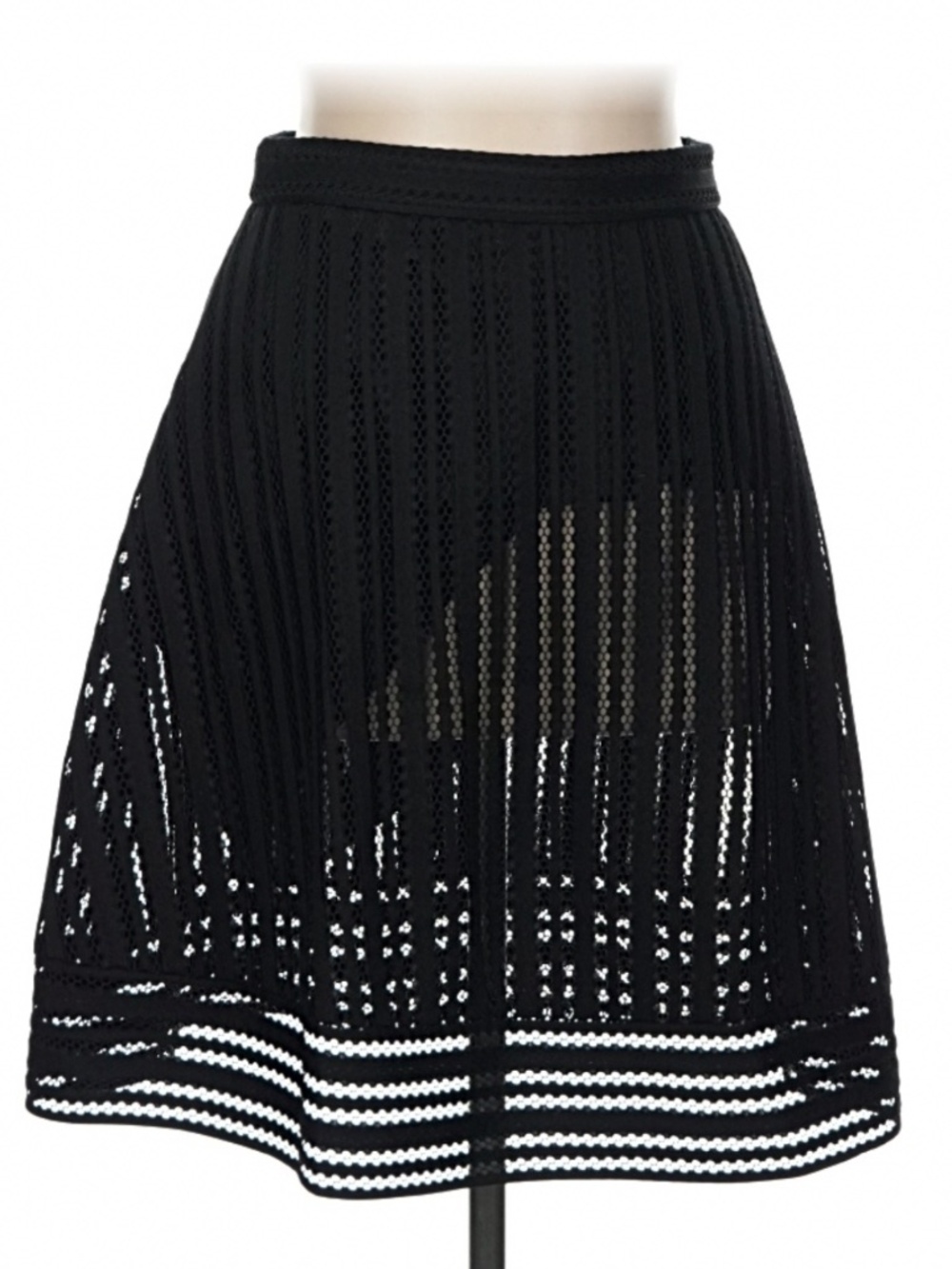 J Crew Black Eyelet Striped skirt